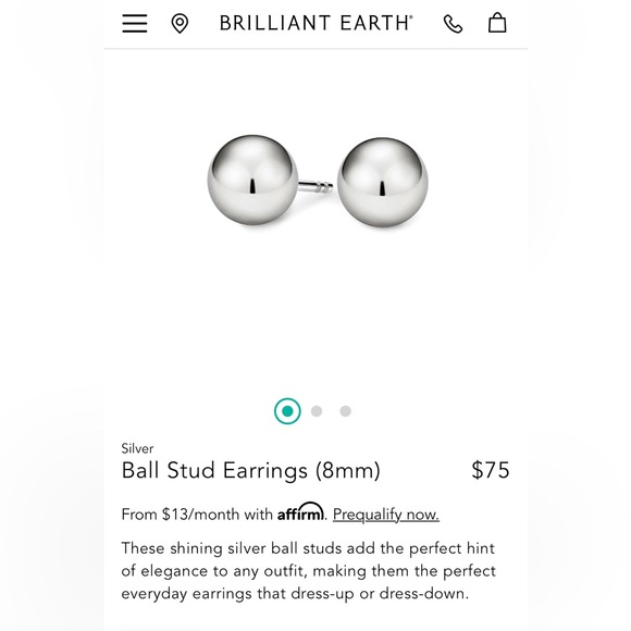 NEW Brilliant Earth Silver Ball Stud Earrings - Picture 2 of 4
